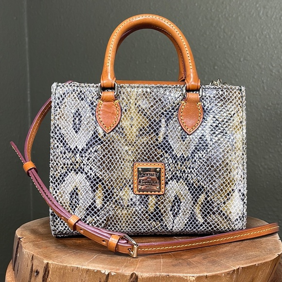 Dooney & Bourke Handbags - DOONEY & BOURKE PYTHON MINI JANINE SATCHEL W/ CROSSBODY STRAP